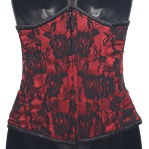 Lavish Womens Red Lace Corset Zipper Closure Size Small